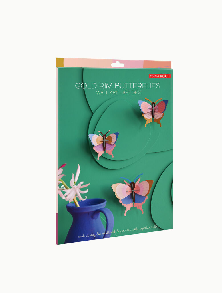 Studio Roof Gold Rim Butterflies Set Of 3 Thema's Gold Rim Butterflies Set Of 3 Vlinders