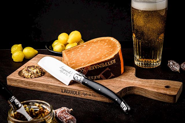 style de vie Premium Line Acacia plankje met zwart Santoku kaasmes