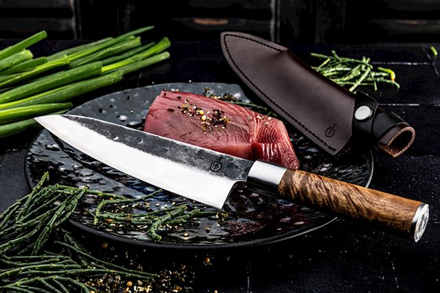 style de vie Forged VG10 Koksmes met lederen hoes