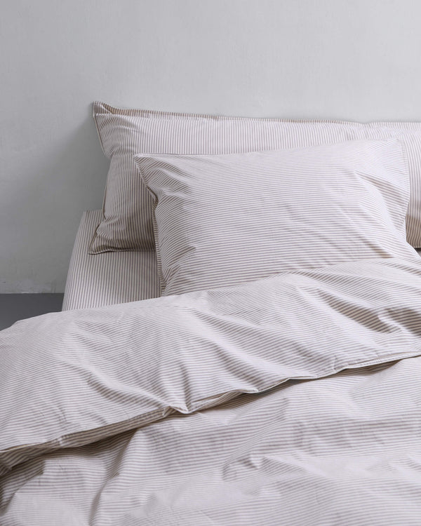 Suite702 Beddengoed Set Katoen Streep Brown Ecru
