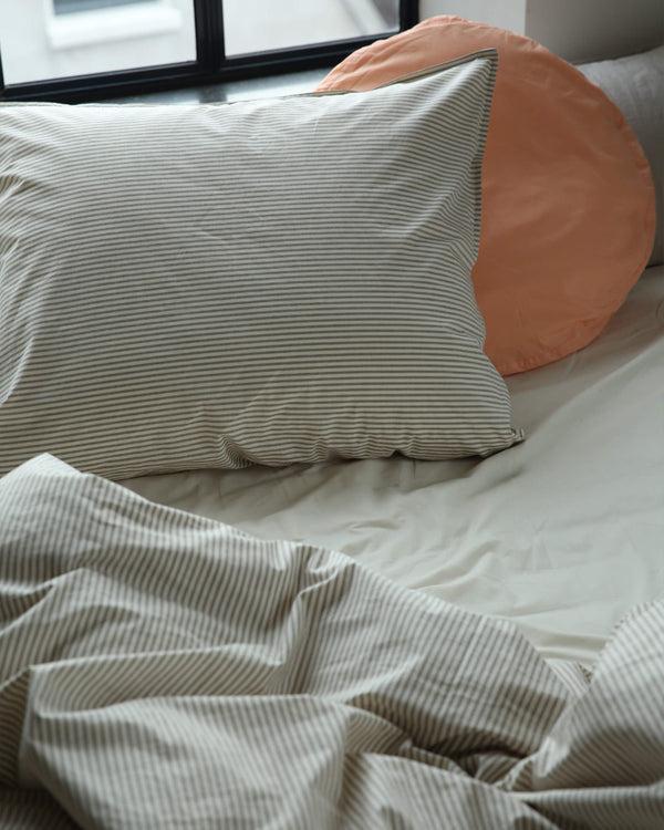 Suite702 Beddengoed Set Katoen Streep Brown Ecru