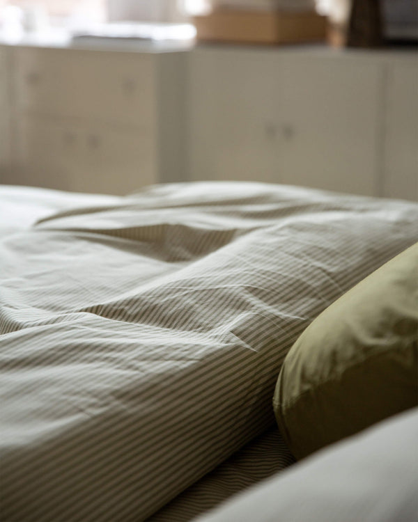 Suite702 Beddengoed Set Katoen Streep Olive Ecru