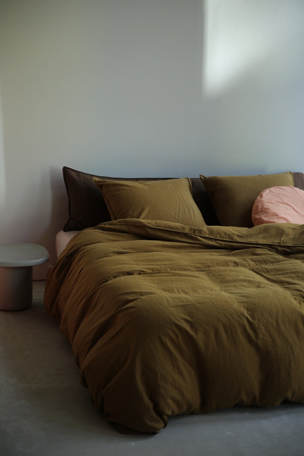 Suite702 Beddengoed Set Linnen Khaki Gold