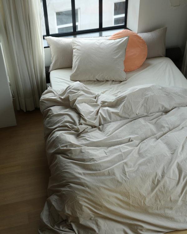 Suite702 Dekbedovertrek Katoen Streep Brown Ecru