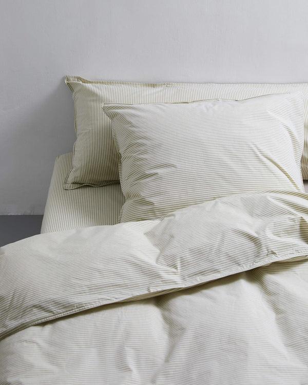 Suite702 Dekbedovertrek Katoen Streep Olive Ecru