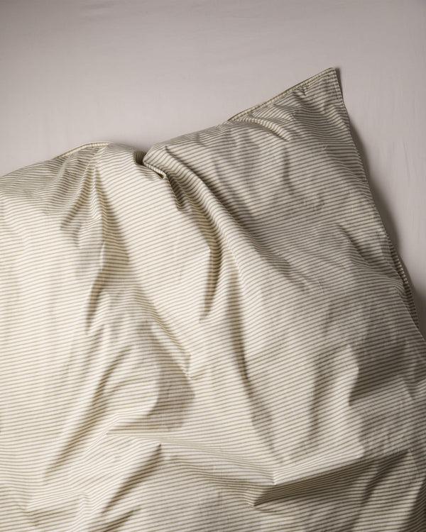 suite702 Dekbedovertrek Katoen Streep Olive Ecru