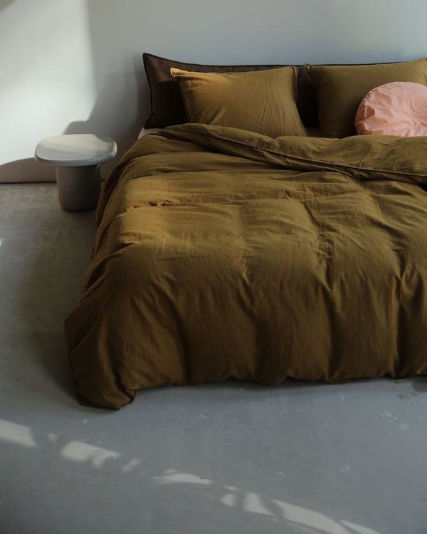 Suite702 Dekbedovertrek Linnen Khaki Gold