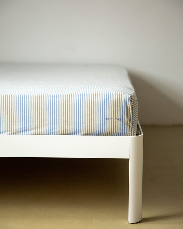 Suite702 Hoeslaken Katoen Streep Blue Ecru