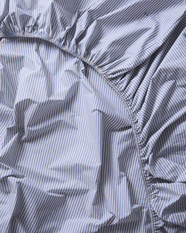 Suite702 Hoeslaken Katoen Streep Blue Ecru