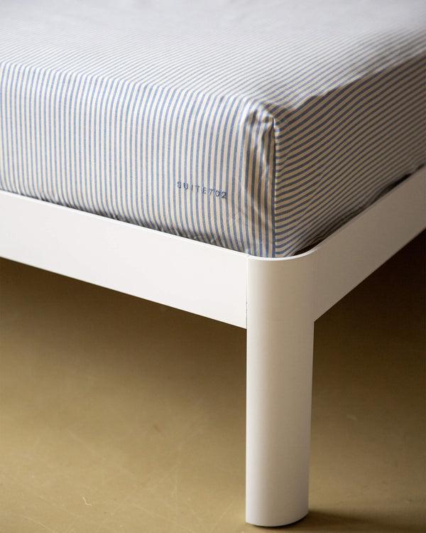 Suite702 Hoeslaken Katoen Streep Blue Ecru