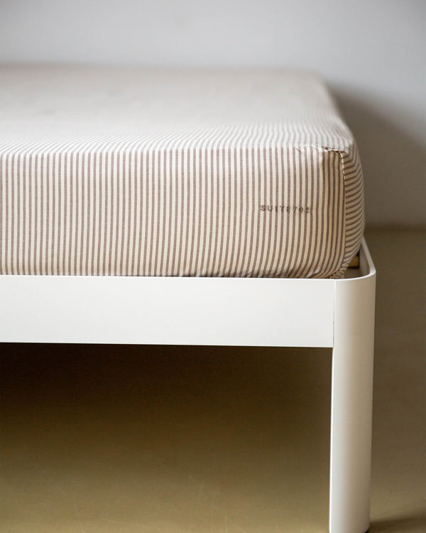 Suite702 Hoeslaken Katoen Streep Brown Ecru