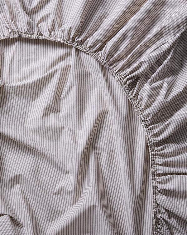 Suite702 Hoeslaken Katoen Streep Brown Ecru