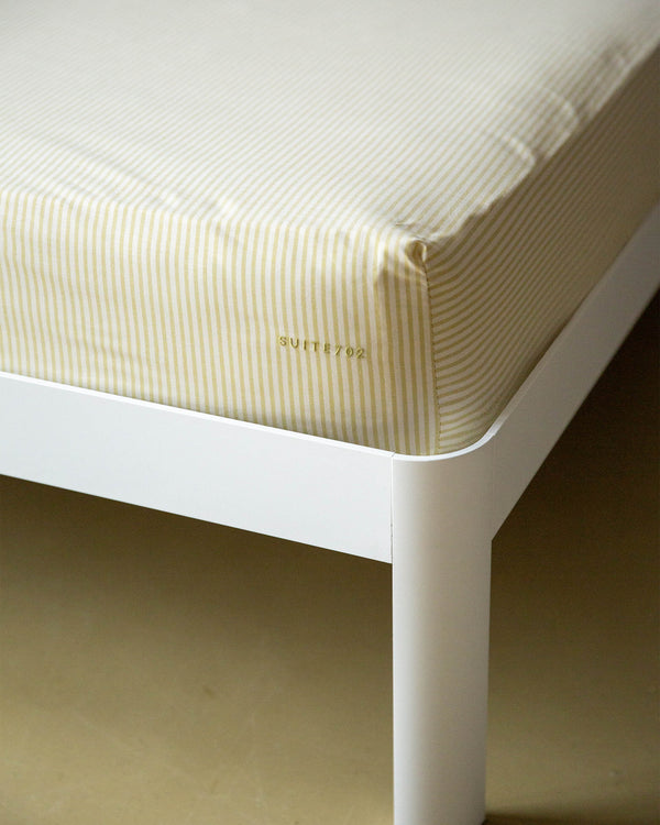 Suite702 Hoeslaken Katoen Streep Lemon Ecru