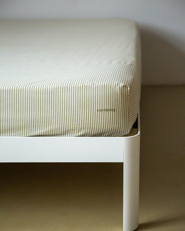 Suite702 Hoeslaken Katoen Streep Olive Ecru