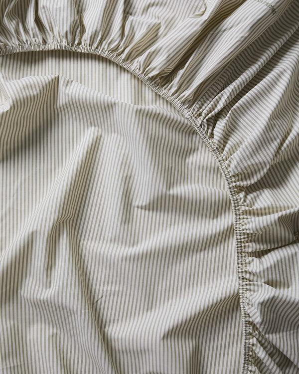 Suite702 Hoeslaken Katoen Streep Olive Ecru