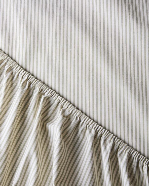 suite702 Hoeslaken Katoen Streep Olive Ecru