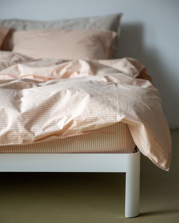 Suite702 Hoeslaken Katoen Streep Peach Ecru