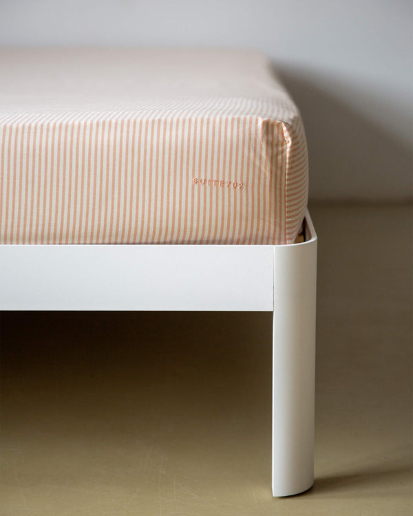 Suite702 Hoeslaken Katoen Streep Peach Ecru