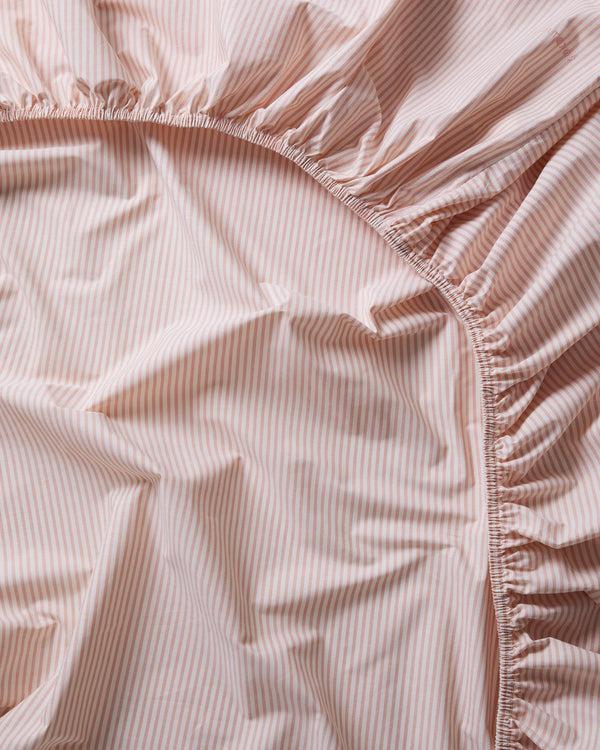 Suite702 Hoeslaken Katoen Streep Peach Ecru