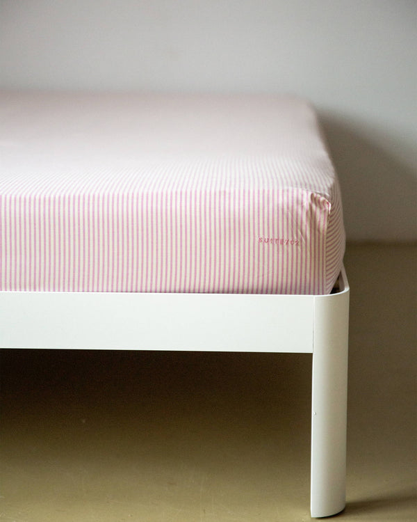 Suite702 Hoeslaken Katoen Streep Pink Ecru
