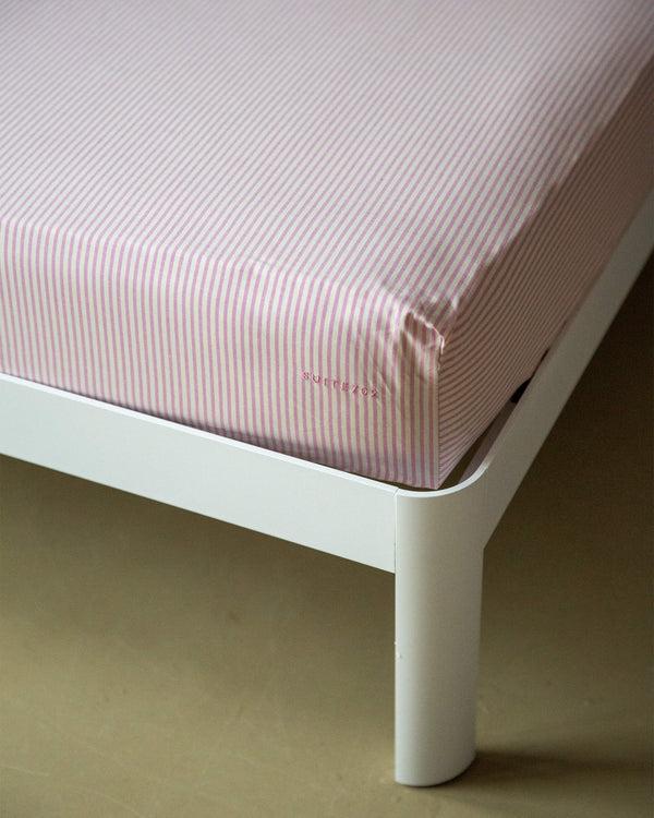 Suite702 Hoeslaken Katoen Streep Pink Ecru