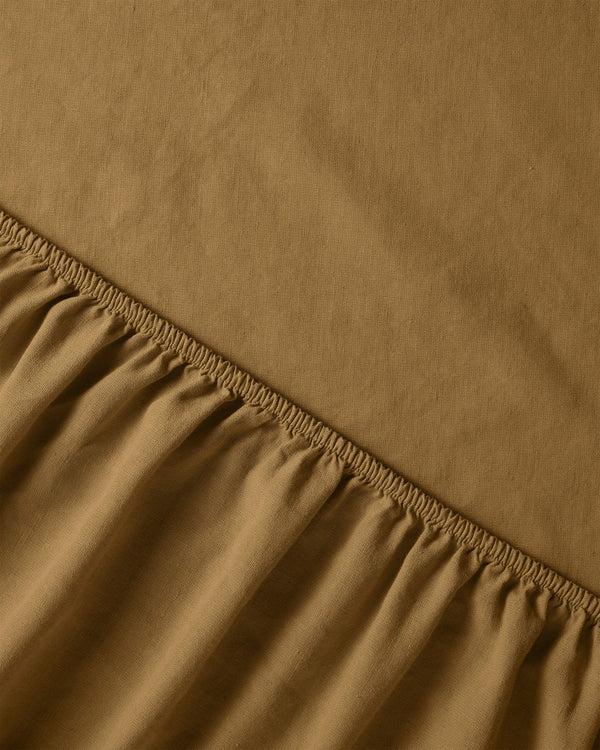 Suite702 Hoeslaken Linnen Khaki Gold