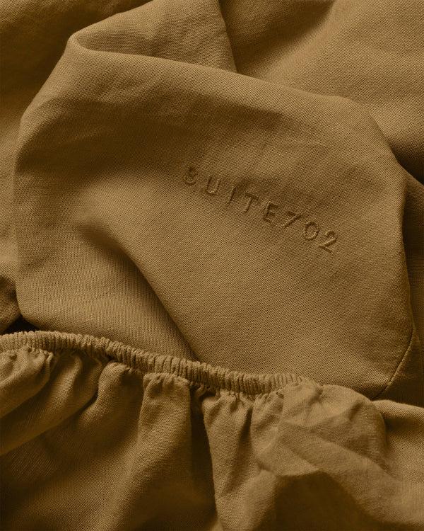 suite702 Hoeslaken Linnen Khaki Gold