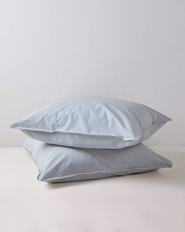 Suite702 Kussensloop Set Katoen Streep Blue Ecru