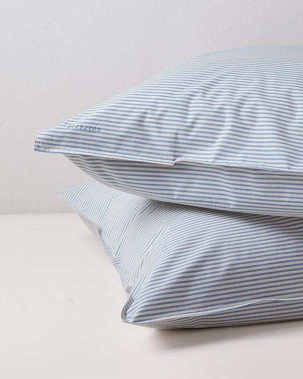 Suite702 Kussensloop Set Katoen Streep Blue Ecru