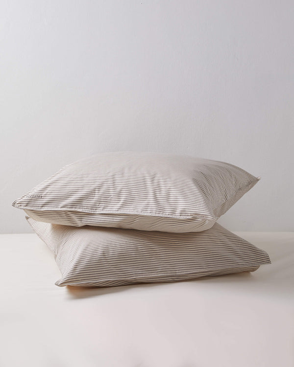 Suite702 Kussensloop Set Katoen Streep Brown Ecru