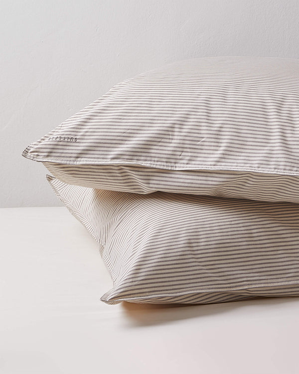 suite702 Kussensloop Set Katoen Streep Brown Ecru