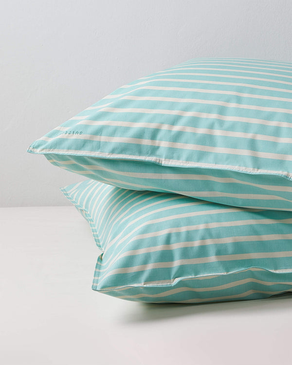 suite702 Kussensloop Set Katoen Streep Green Ecru
