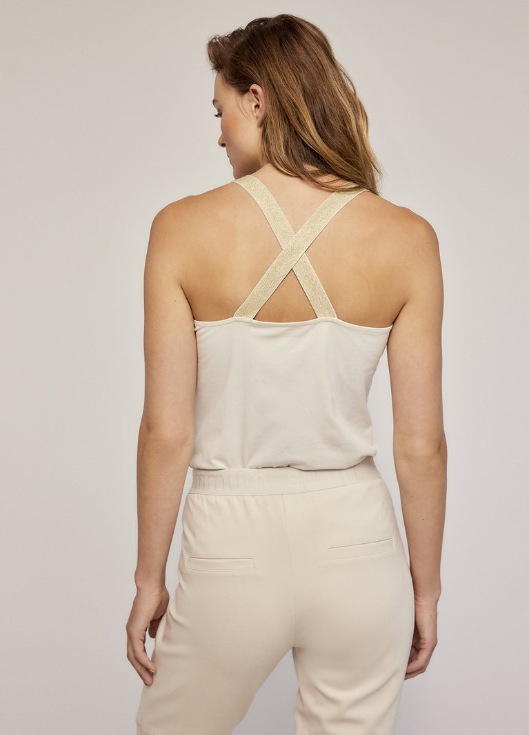 Summum Luxury Basic Singlettop Met Gekruiste Schouderbanden