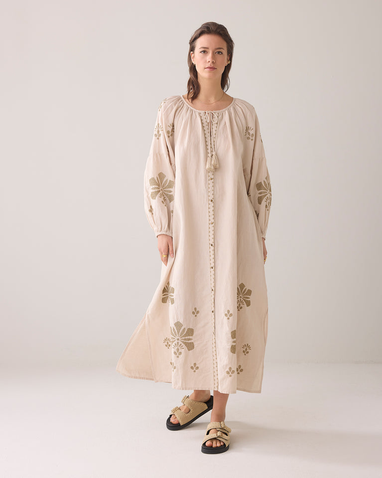 summum A-lijn jurk van linnenblend