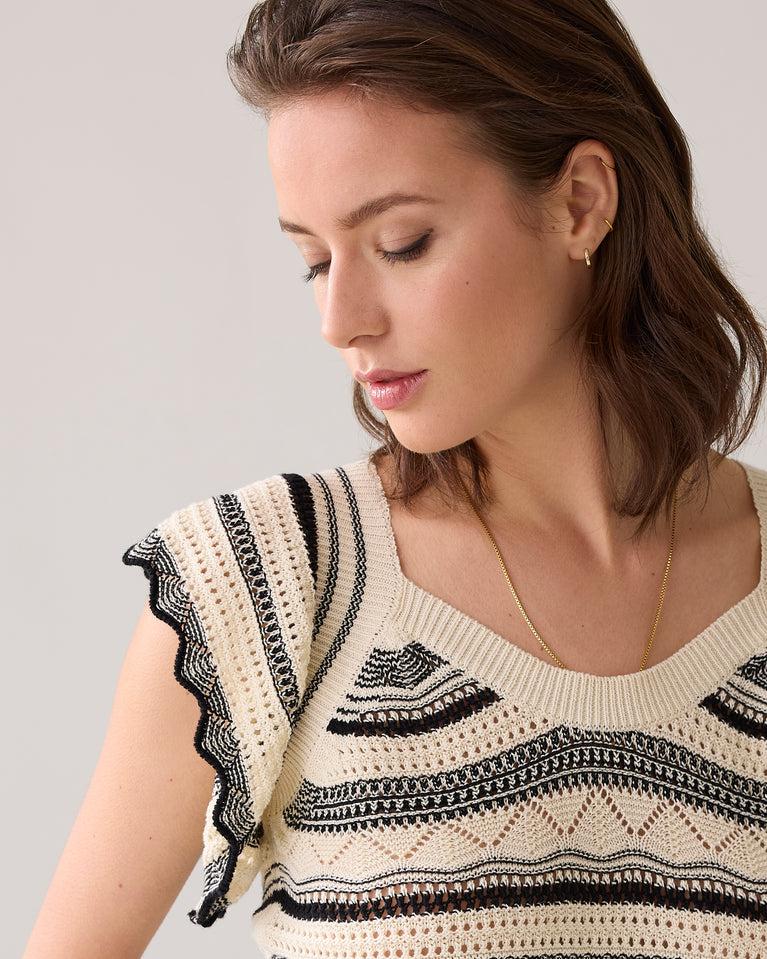 Summum Ajour Top Met Vlindermouwen