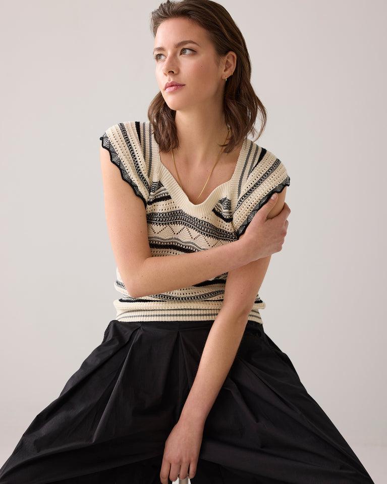 Summum Ajour Top Met Vlindermouwen