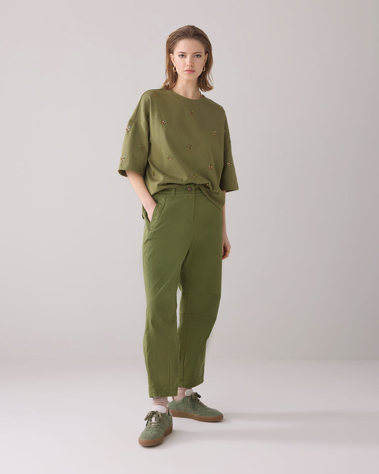 summum Barrelfit broek met siernaden