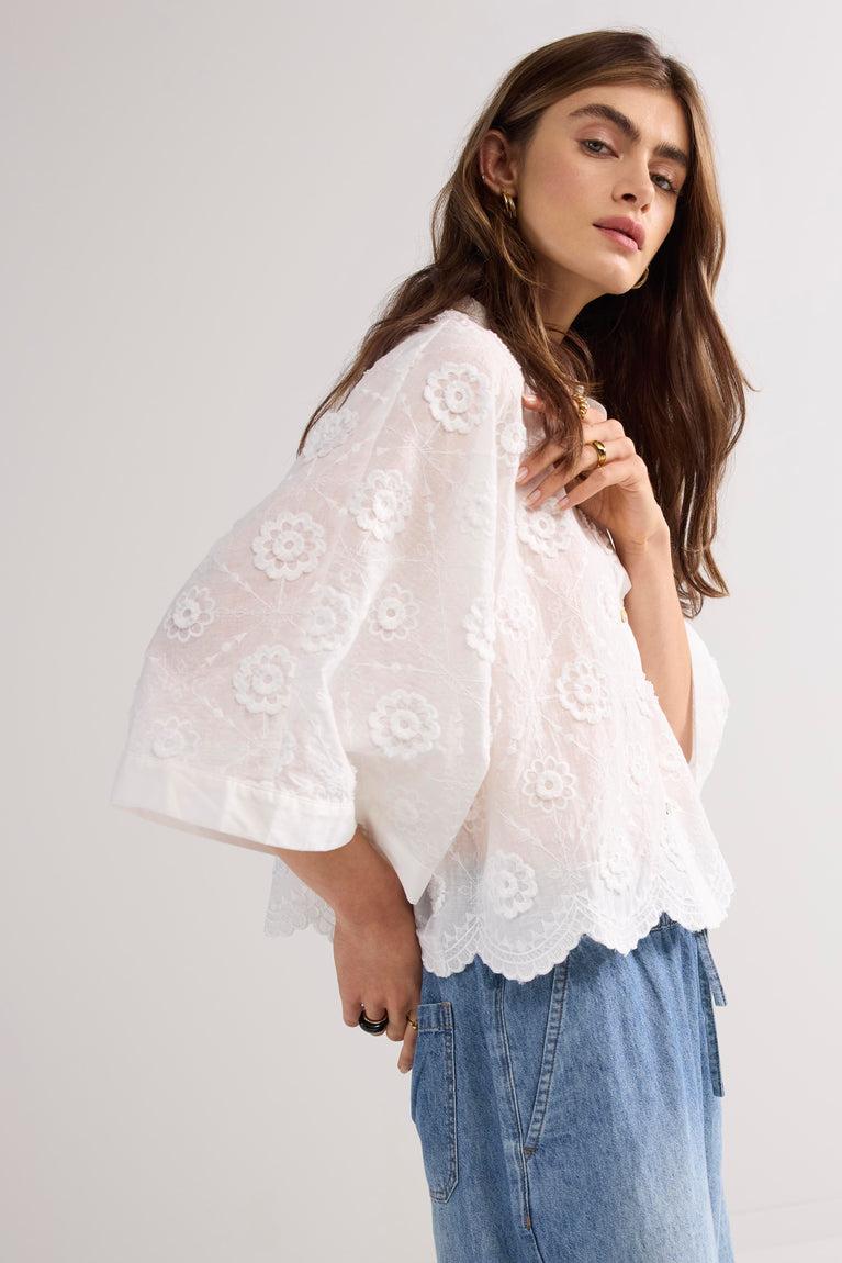 summum Blouse 3D bloemenkatoen