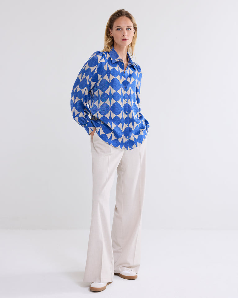 summum Blouse met pofmouw in glanzende print
