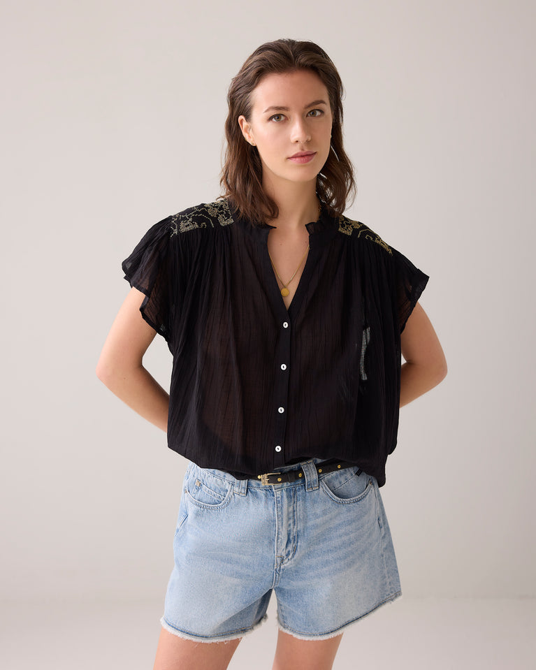 Summum Blouse Met Volantmouwtjes
