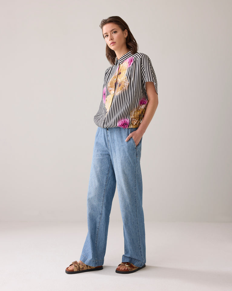 Summum Boxy Blouse Met Bloem