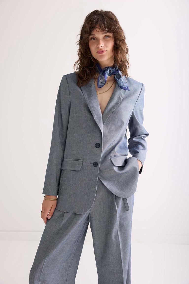 summum Boyfriend blazer linnenblend