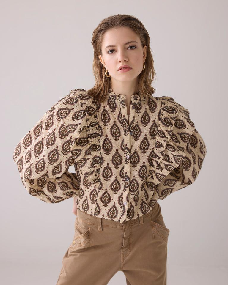 summum Broderie anglaise blouse met ruches