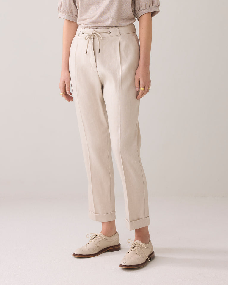 Summum Broek Linnenblend Met Omslag