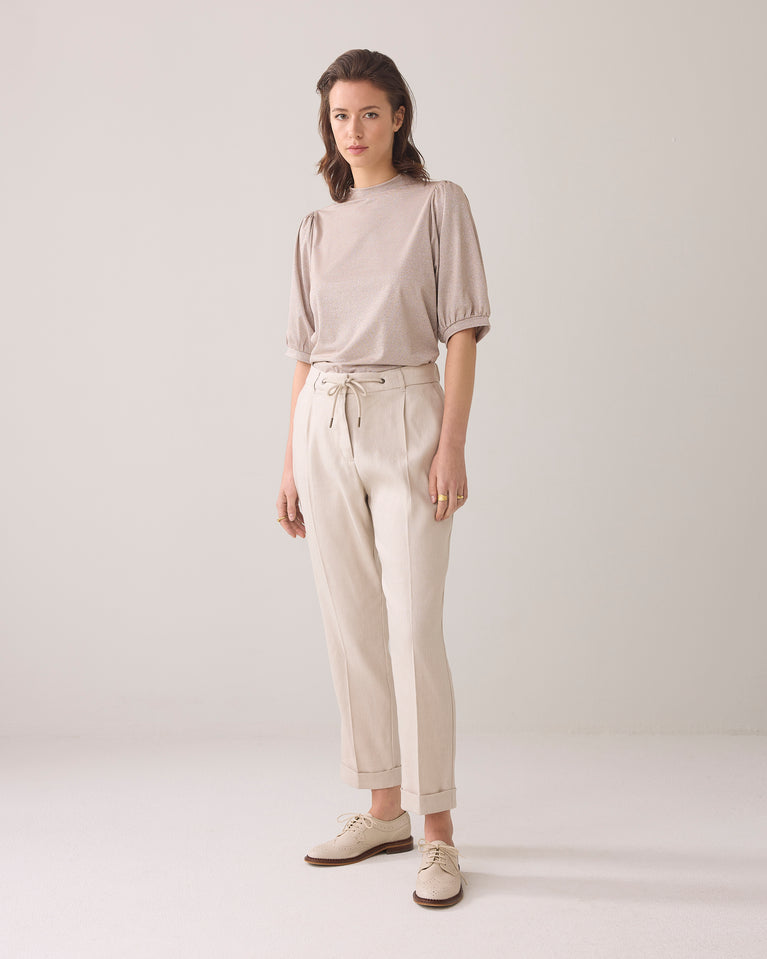 summum Broek linnenblend met omslag