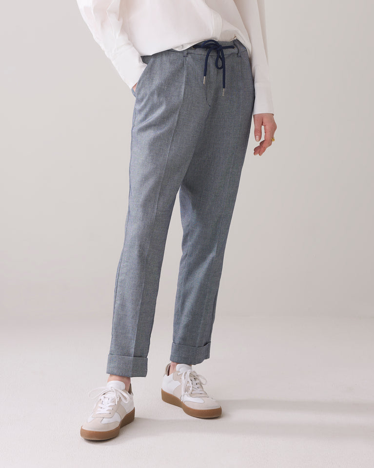 Summum Broek Linnenblend Met Omslag