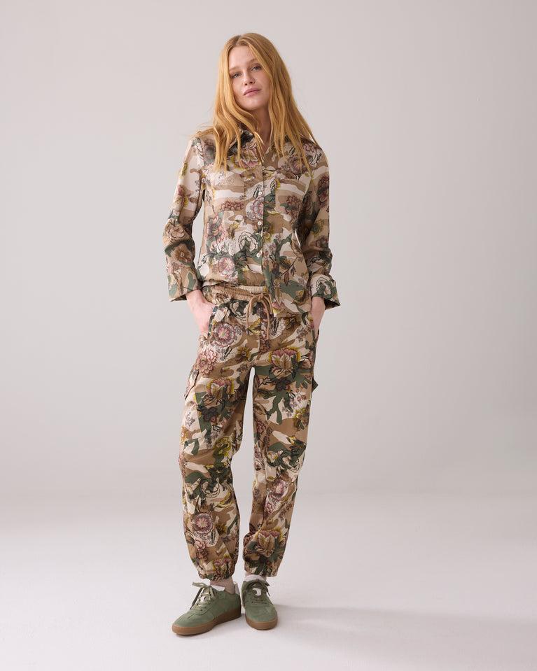 summum Broek met camouflage en bloemen
