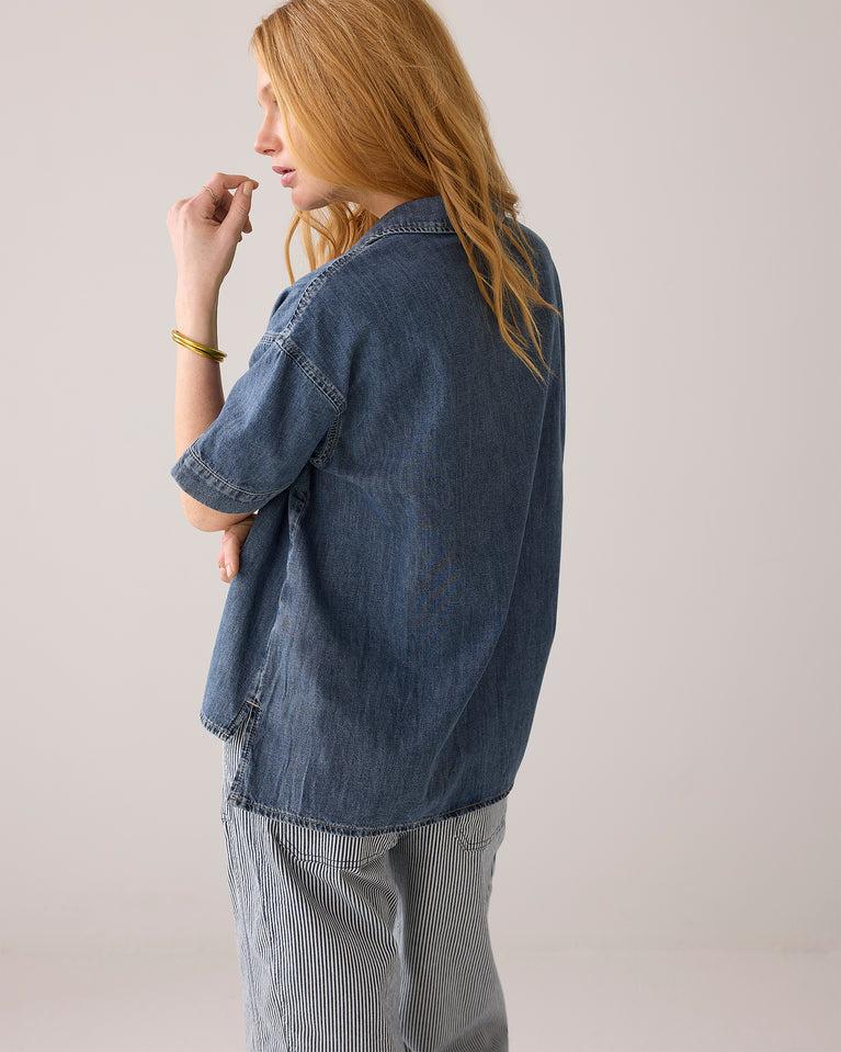 Summum Denim Top Met Vetersluiting