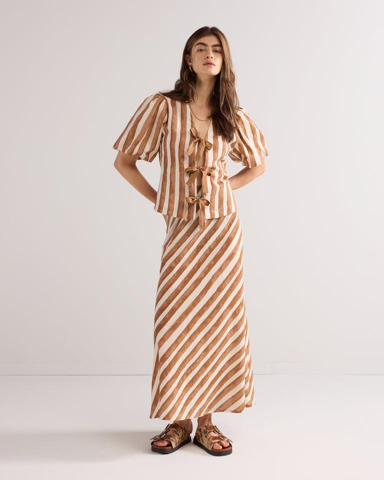 summum Enkellange rok linnenblend