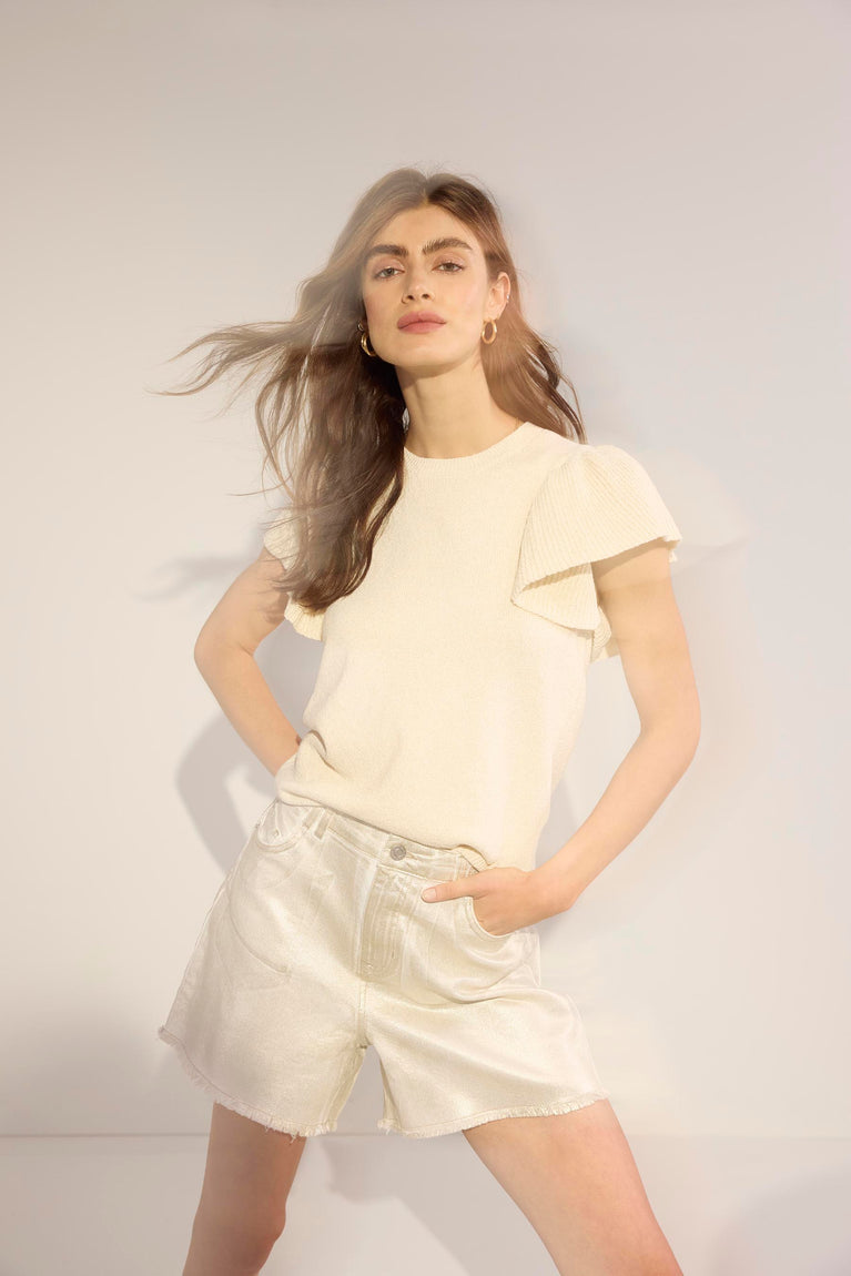 summum Fijngebreide top met volantmouw